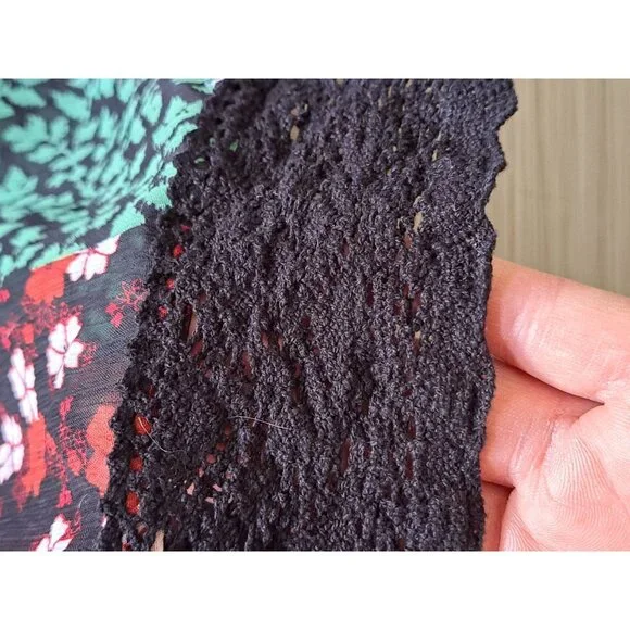 Ulla Popken Plus Size 20/22 Floral Patchwork Tunic Top Lace 20/22 Sheer Flowy - Picture 5 of 10